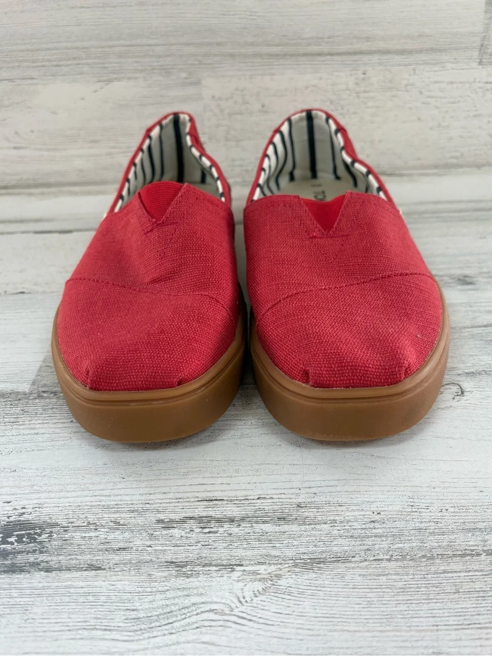 Toms Men’s Size 11 Red Heritage Canvas Espadrille Slip On Shoes